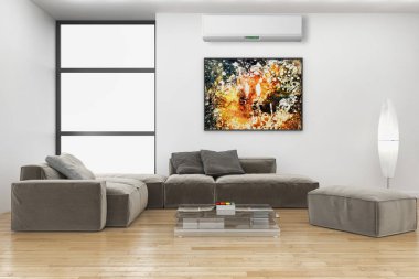 modern parlak iç mekan 3D resimleme