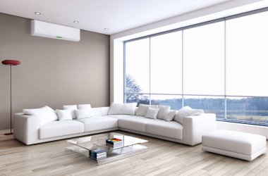 modern parlak iç mekan 3D resimleme