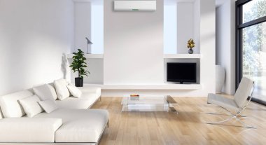 modern parlak iç mekan 3D resimleme