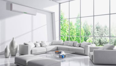 modern parlak iç mekan 3D resimleme