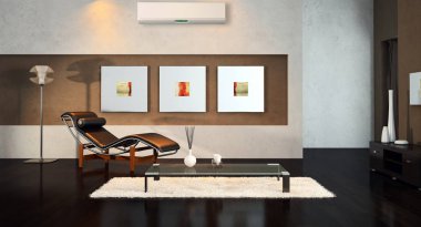 modern parlak iç mekan 3D resimleme