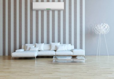 modern parlak iç mekan 3D resimleme