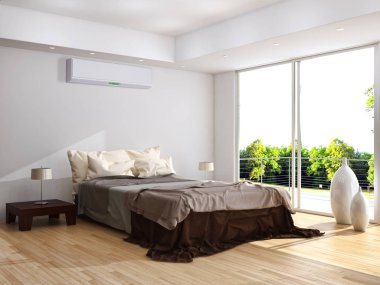 modern parlak iç mekan 3D resimleme