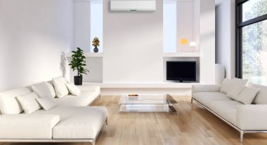 modern parlak iç mekan 3D resimleme