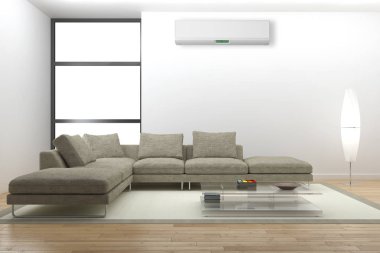 modern parlak iç mekan 3D resimleme