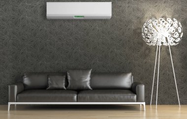 modern parlak iç mekan 3D resimleme