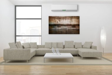 modern parlak iç mekan 3D resimleme