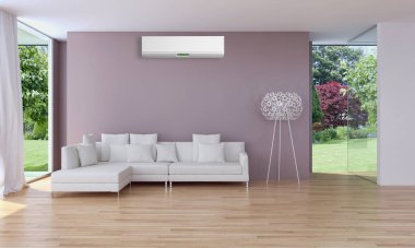 modern parlak iç mekan 3D resimleme