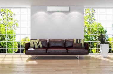 modern parlak iç mekan 3D resimleme