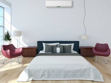 modern parlak iç mekan 3D resimleme