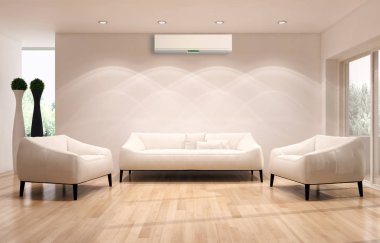 modern parlak iç mekan 3D resimleme