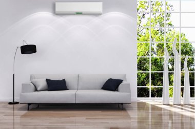 modern parlak iç mekan 3D resimleme