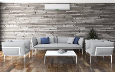 modern parlak iç mekan 3D resimleme