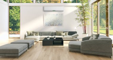 modern parlak iç mekan 3D resimleme