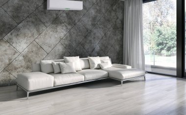 modern parlak iç mekan 3D resimleme