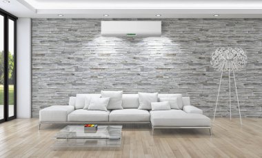 modern parlak iç mekan 3D resimleme