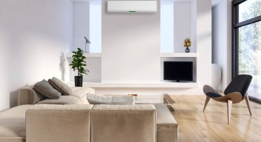 modern parlak iç mekan 3D resimleme