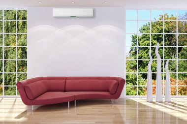 modern parlak iç mekan 3D resimleme