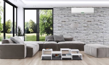 modern parlak iç mekan 3D resimleme