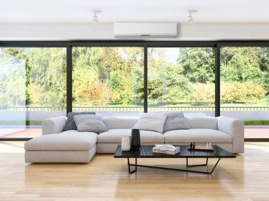 modern parlak iç mekan 3D resimleme