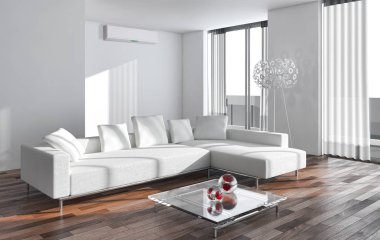 modern parlak iç mekan 3D resimleme