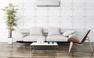 modern parlak iç mekan 3D resimleme