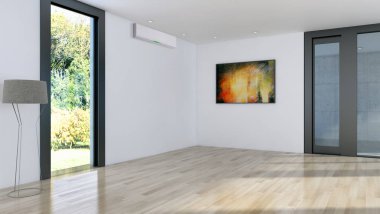 modern parlak iç mekan 3D resimleme