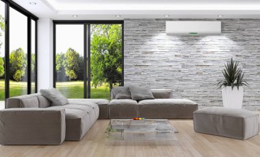 modern parlak iç mekan 3D resimleme