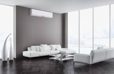 modern parlak iç mekan 3D resimleme