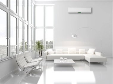 modern parlak iç mekan 3D resimleme