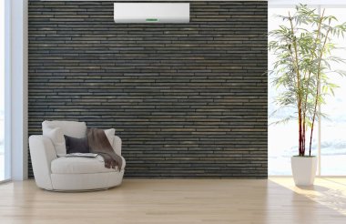 modern parlak iç mekan 3D resimleme