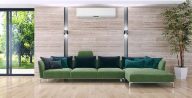 modern parlak iç mekan 3D resimleme