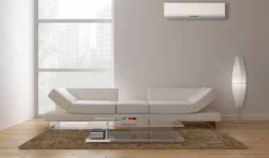 modern parlak iç mekan 3D resimleme