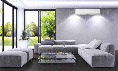 modern parlak iç mekan 3D resimleme