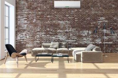 modern parlak iç mekan 3D resimleme