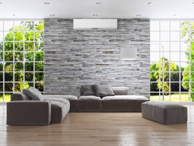 modern parlak iç mekan 3D resimleme