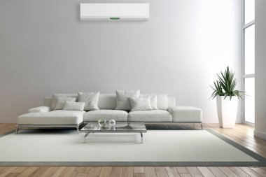 modern parlak iç mekan 3D resimleme