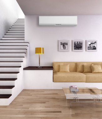 modern parlak iç mekan 3D resimleme