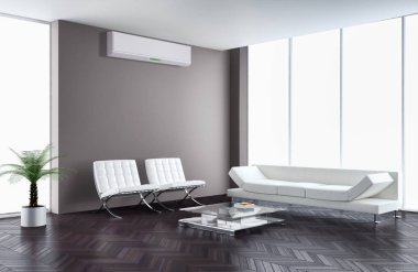 modern parlak iç mekan 3D resimleme