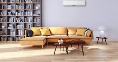 modern parlak iç mekan 3D resimleme