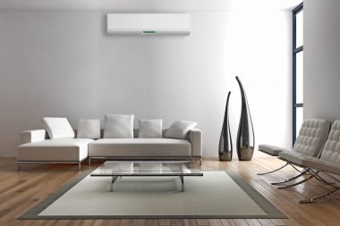 modern parlak iç mekan 3D resimleme