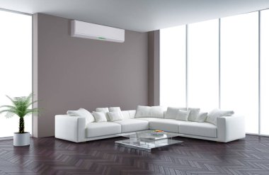 modern parlak iç mekan 3D resimleme