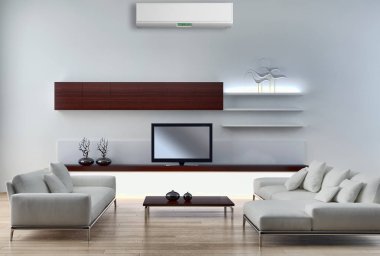 modern parlak iç mekan 3D resimleme