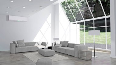 modern parlak iç mekan 3D resimleme