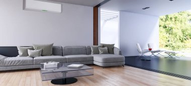 modern parlak iç mekan 3D resimleme