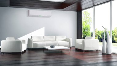 modern parlak iç mekan 3D resimleme