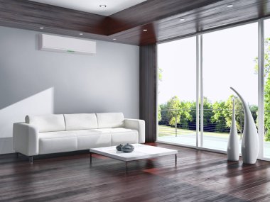 modern parlak iç mekan 3D resimleme