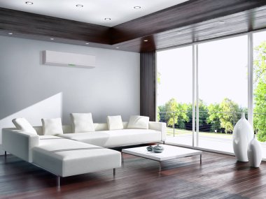 modern parlak iç mekan 3D resimleme