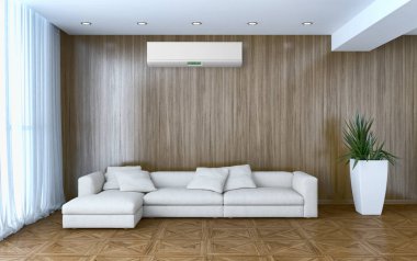 modern parlak iç mekan 3D resimleme