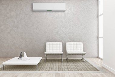 modern parlak iç mekan 3D resimleme